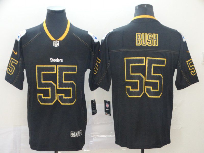 Men Pittsburgh Steelers #55 Bush Nike Lights Out Black Color Rush Limited NFL Jerseys